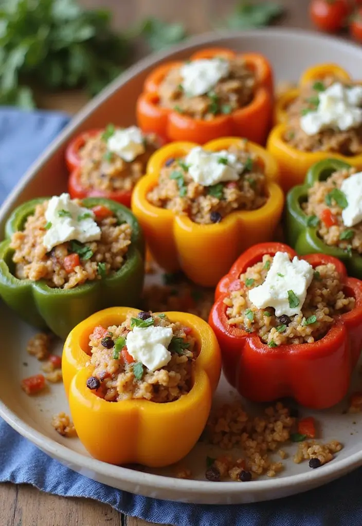 25 Cheap Healthy Meals on a Budget (Under $5 Per Serving) - 11. Spinach and Feta Stuffed Peppers