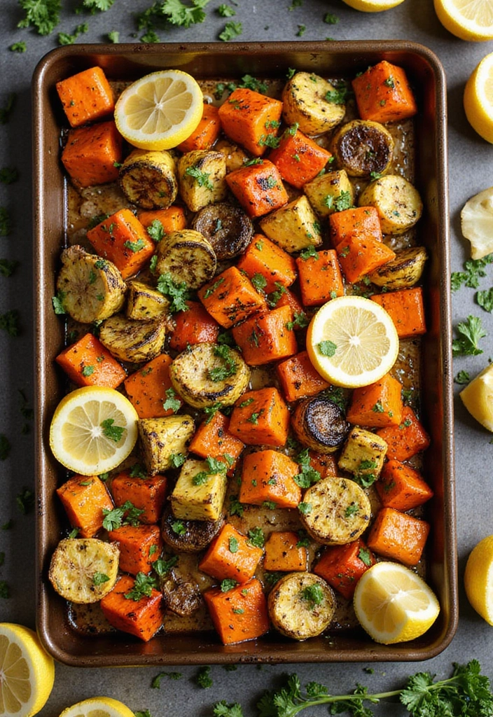 25 Cheap Healthy Meals on a Budget (Under $5 Per Serving) - 15. Garlic and Lemon Roasted Veggies