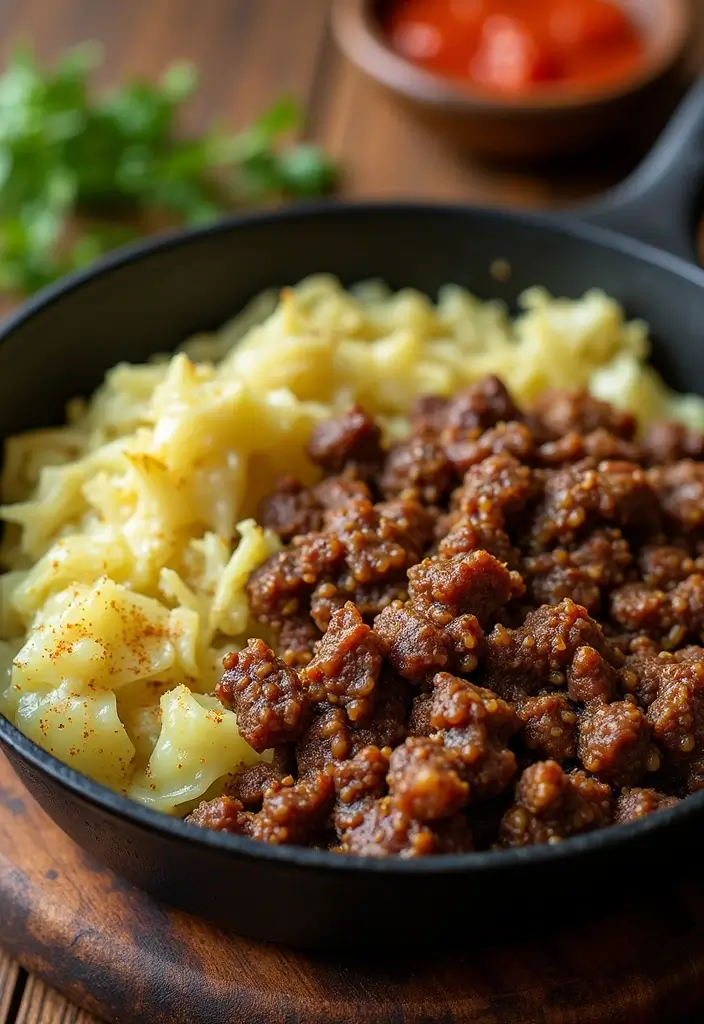 25 Easy Healthy Meals You Can Make in 30 Minutes or Less - 11. Beef and Cabbage Skillet