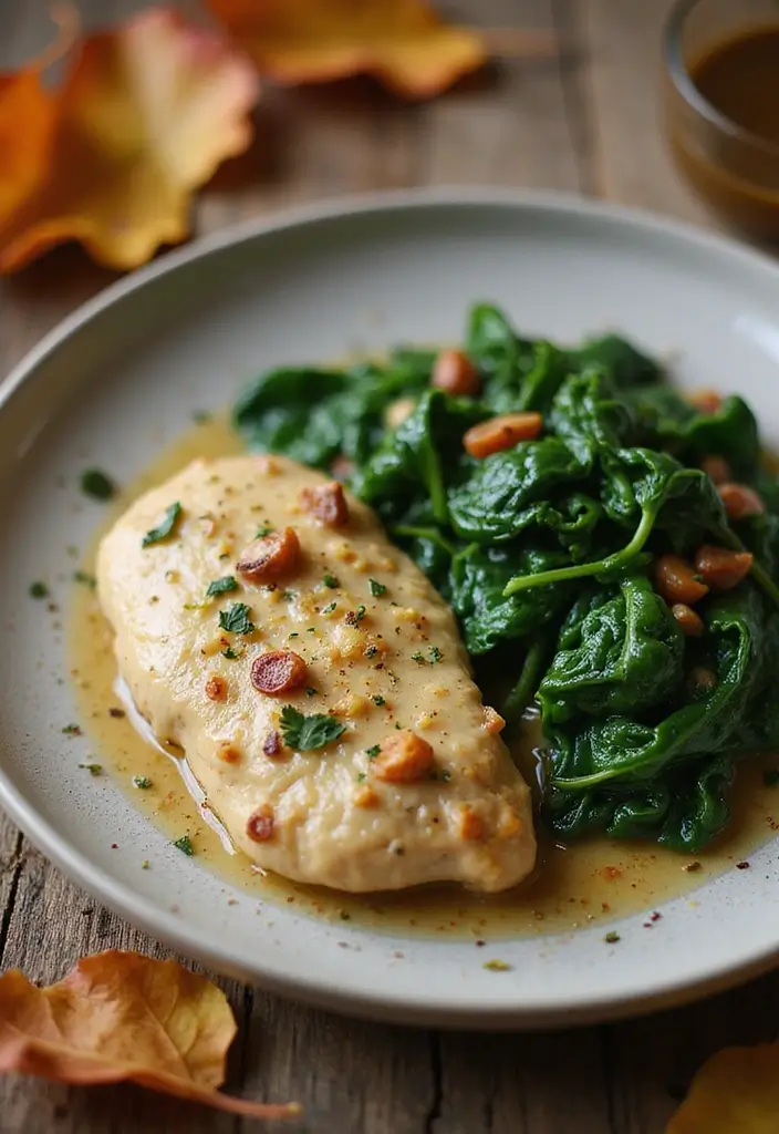 25 Fall Healthy Meals Perfect for Cozy Evenings - 1. Creamy Garlic Chicken with Spinach