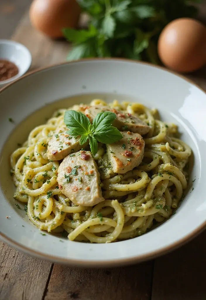 25 Fall Healthy Meals Perfect for Cozy Evenings - 18. Creamy Pesto Chicken Pasta