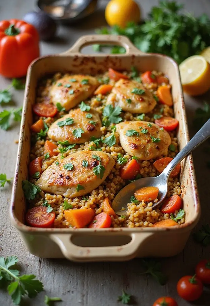 25 Fall Healthy Meals Perfect for Cozy Evenings - 4. One-Pan Chicken and Quinoa Bake