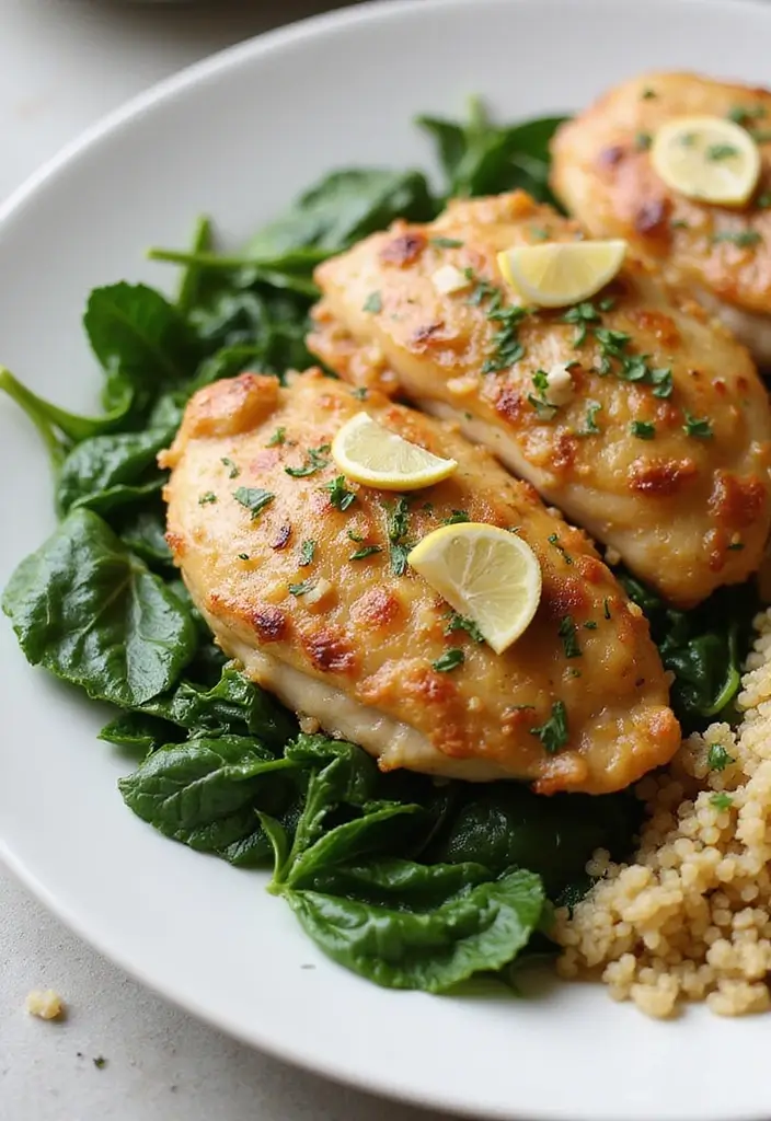 25 Healthy Chicken Thigh Meals Bursting with Flavor - 21. Garlic Chicken Thighs with Spinach