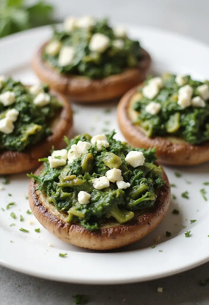 25 Healthy Crockpot Meals for Busy Weeknights - 11. Spinach and Feta Stuffed Portobello Mushrooms