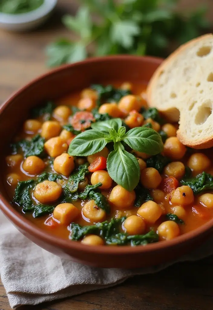 25 Healthy Crockpot Meals for Busy Weeknights - 17. Chickpea and Spinach Stew