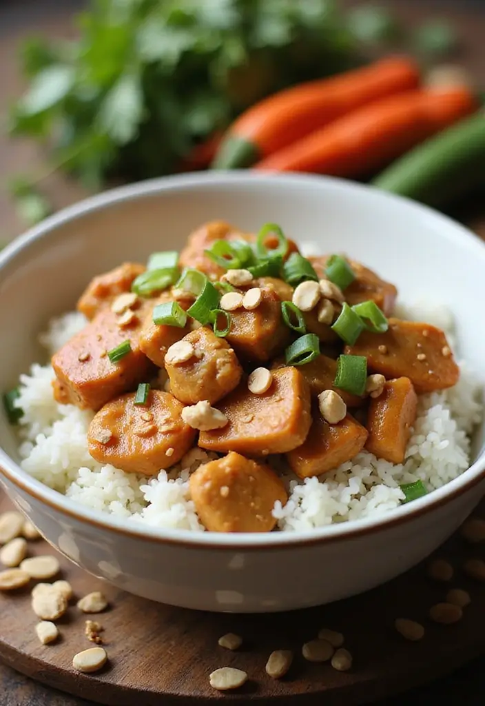 25 Healthy Crockpot Meals for Meal Prep and Freezer Storage - 13. Thai Peanut Chicken