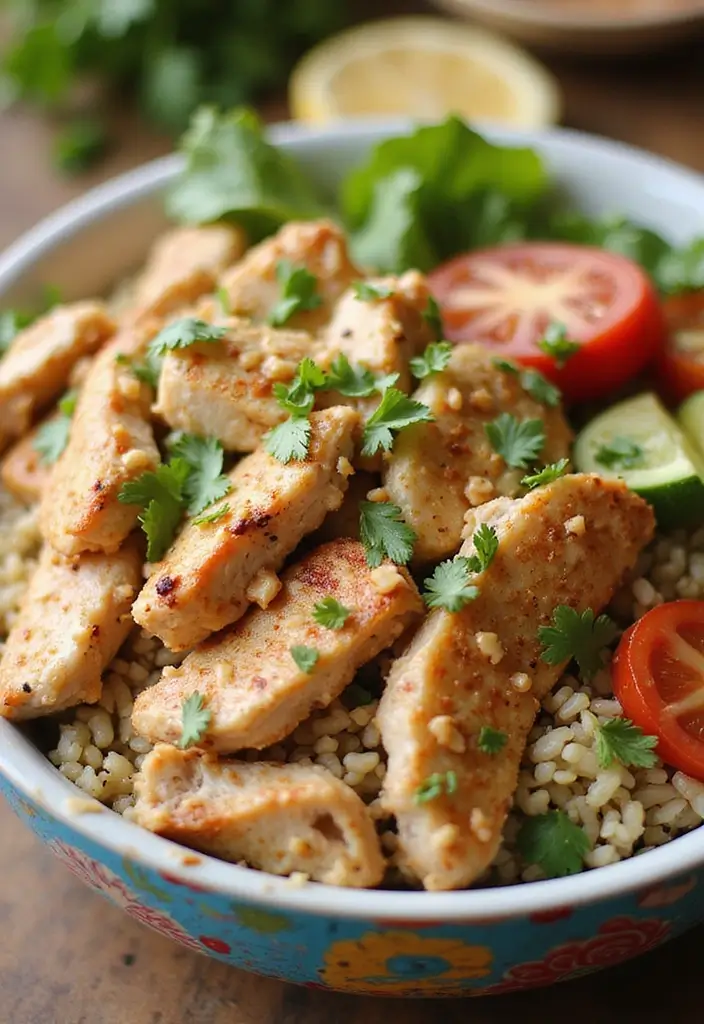 25 Healthy Crockpot Meals for Meal Prep and Freezer Storage - 23. Chicken Shawarma Bowls