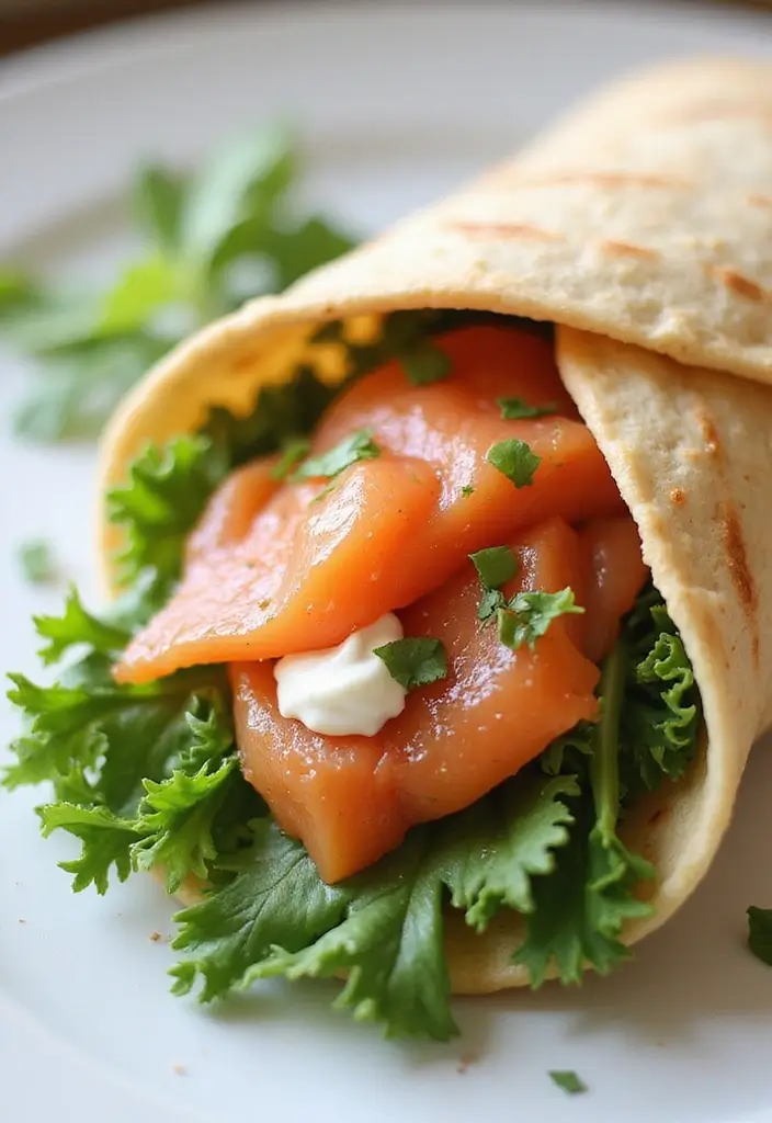 25 Healthy Fish Meals That Are Fresh and Light - 24. Smoked Salmon and Cream Cheese Wrap