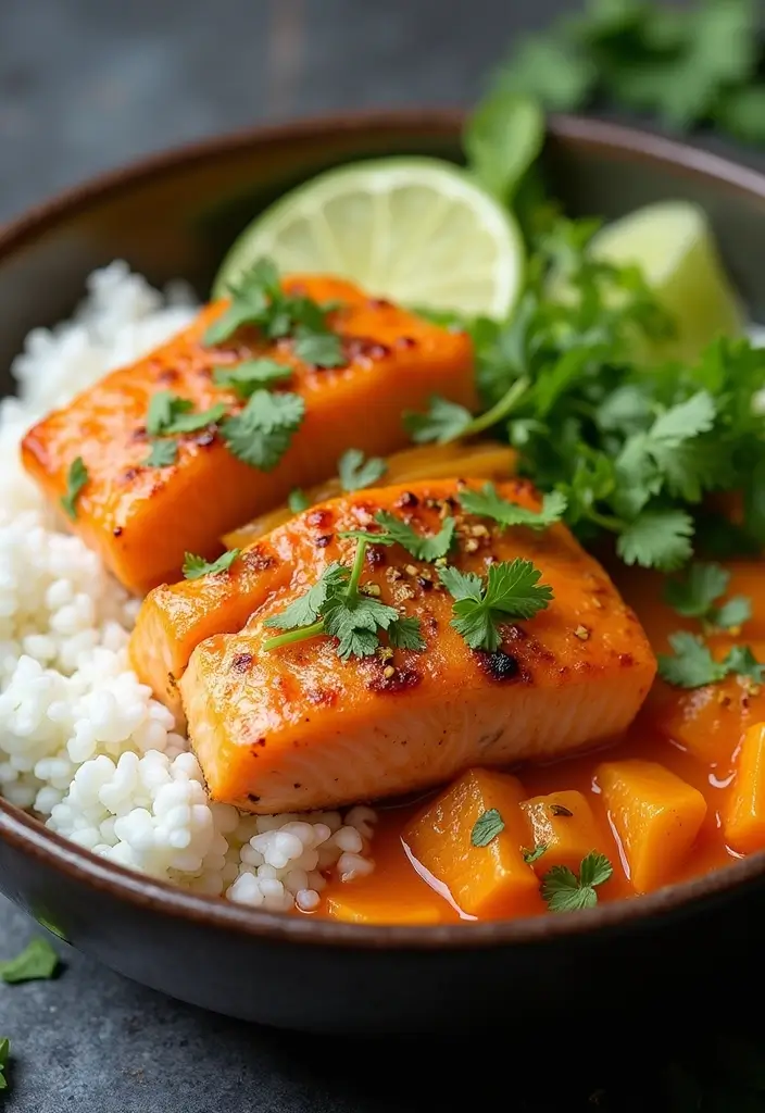 25 Healthy Fish Meals That Are Fresh and Light - 7. Thai Coconut Curry Salmon