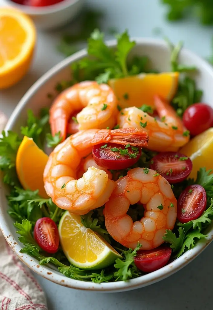 25 Healthy Fish Meals That Are Fresh and Light - 8. Zesty Citrus Prawn Salad