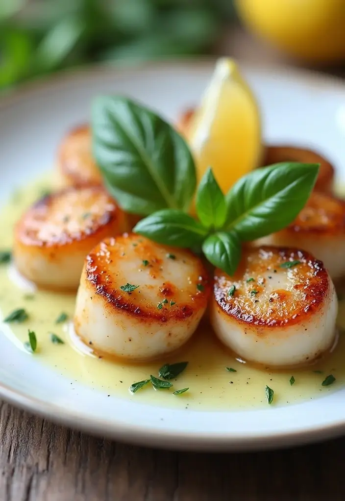 25 Healthy Fish Meals That Are Fresh and Light - 9. Seared Scallops with Lemon Basil Sauce