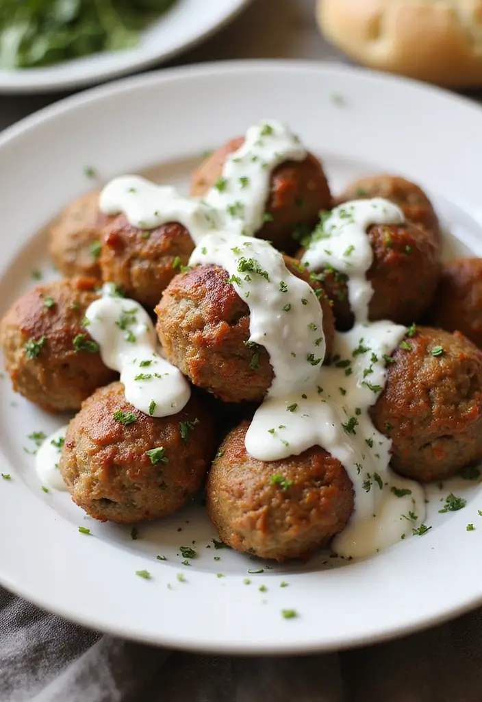 25 Healthy Ground Beef Meals for Easy Weeknight Dinners - 10. Greek Beef Meatballs with Tzatziki