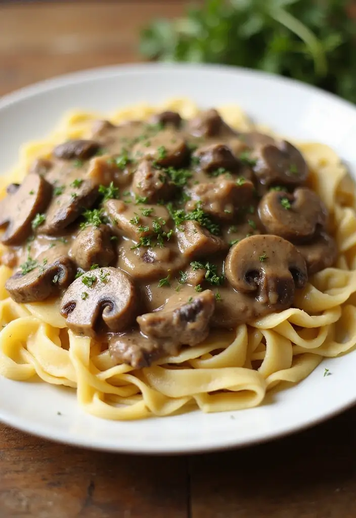 25 Healthy Ground Beef Meals for Easy Weeknight Dinners - 14. Beef & Mushroom Stroganoff