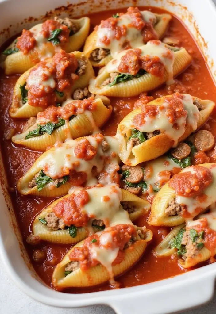 25 Healthy Ground Beef Meals for Easy Weeknight Dinners - 19. Beef & Spinach Stuffed Shells