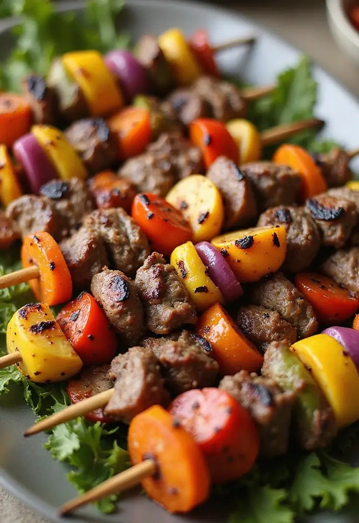 25 Healthy Ground Beef Meals for Easy Weeknight Dinners - 21. Beef & Vegetable Kebabs