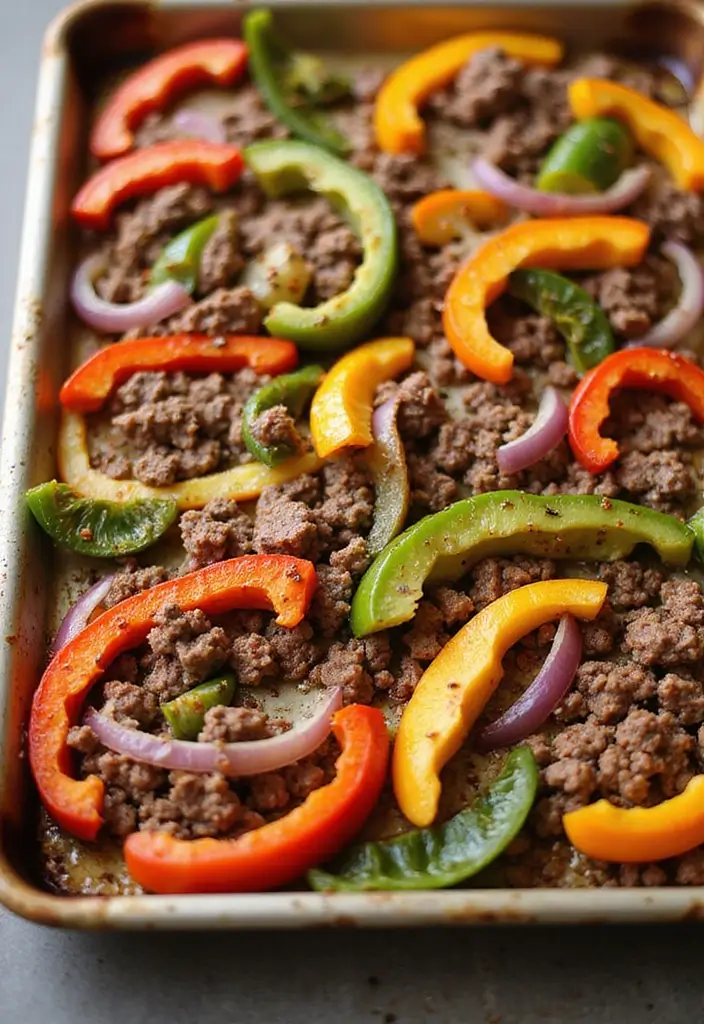 25 Healthy Ground Beef Meals for Easy Weeknight Dinners - 8. Beef & Veggie Sheet Pan Fajitas
