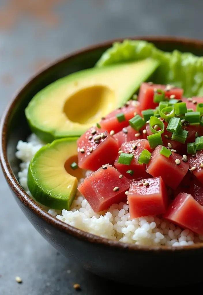 25 Healthy Meals for Lunch That Keep You Full All Day - 2. Spicy Tuna Poke Bowl