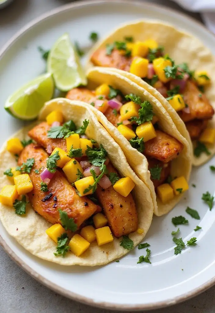25 Healthy Meals for Lunch That Keep You Full All Day - 8. Fish Tacos with Mango Salsa