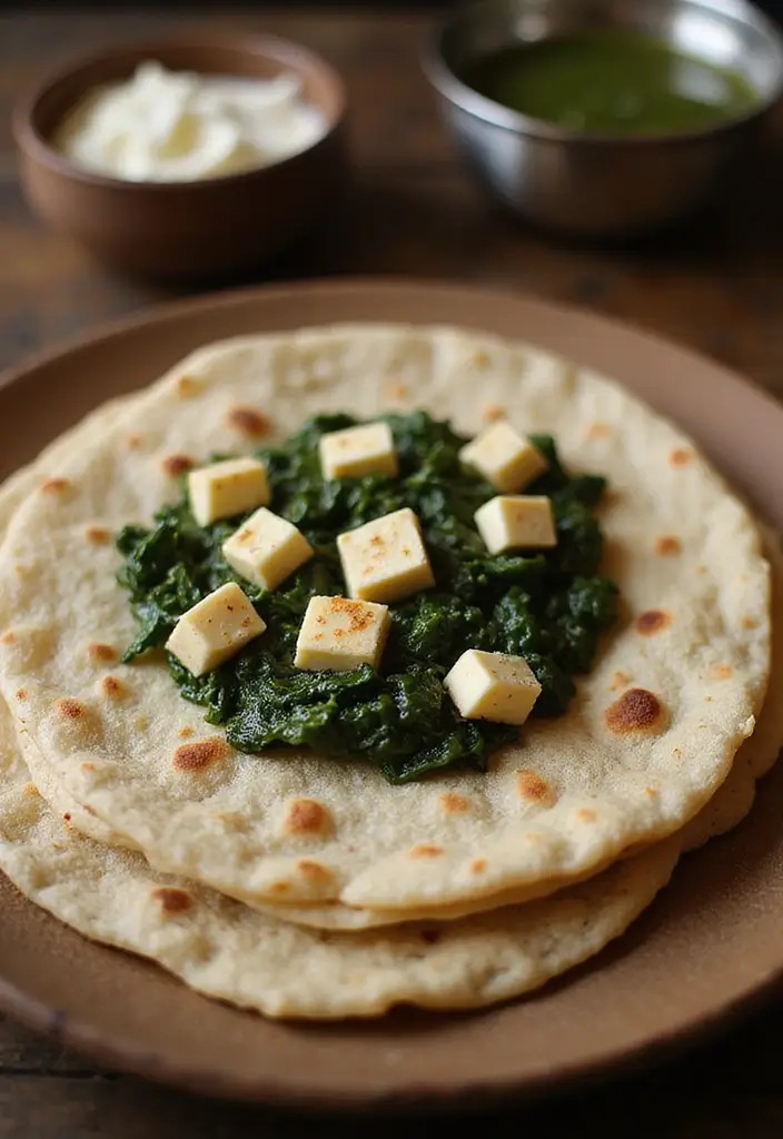 25 Healthy Meals for One (Perfect for Solo Nights In) - 6. Roti with Spinach and Paneer: Simple and Satisfying