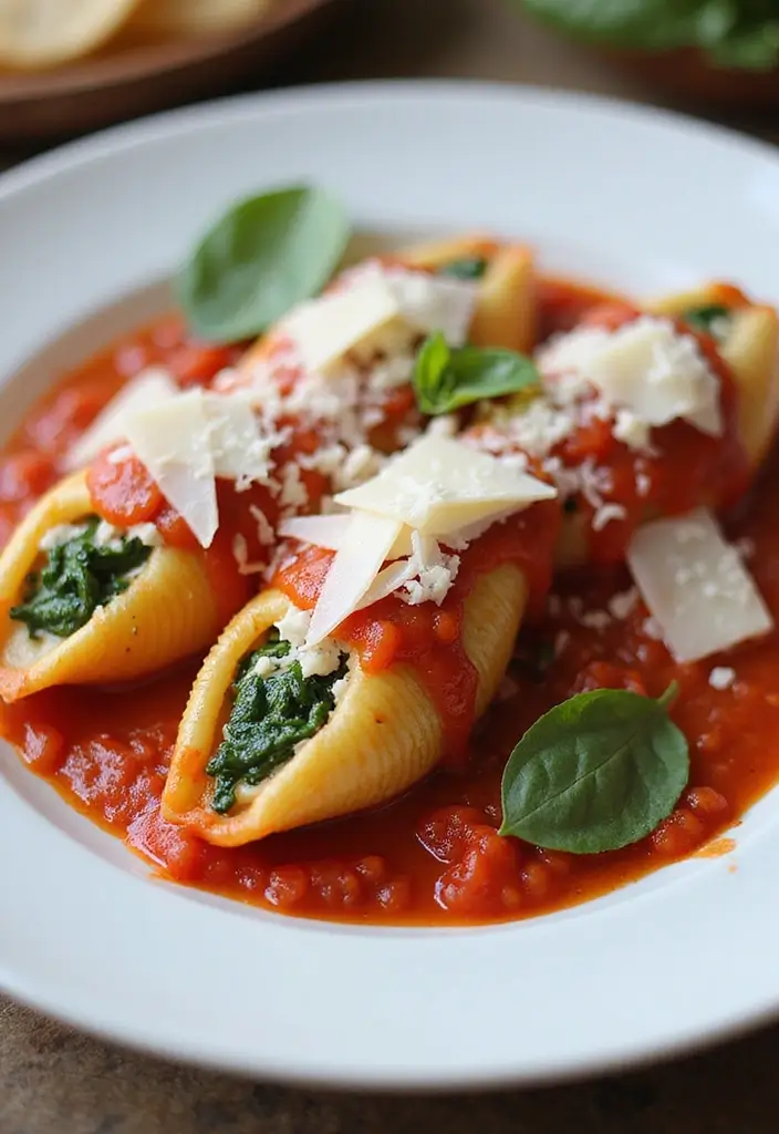 25 Healthy One Pot Meals to Simplify Your Cooking Routine - 21. Spinach & Ricotta Stuffed Shells