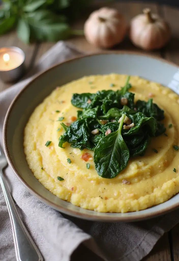 25 Healthy One Pot Meals to Simplify Your Cooking Routine - 25. Creamy Garlic Polenta with Spinach