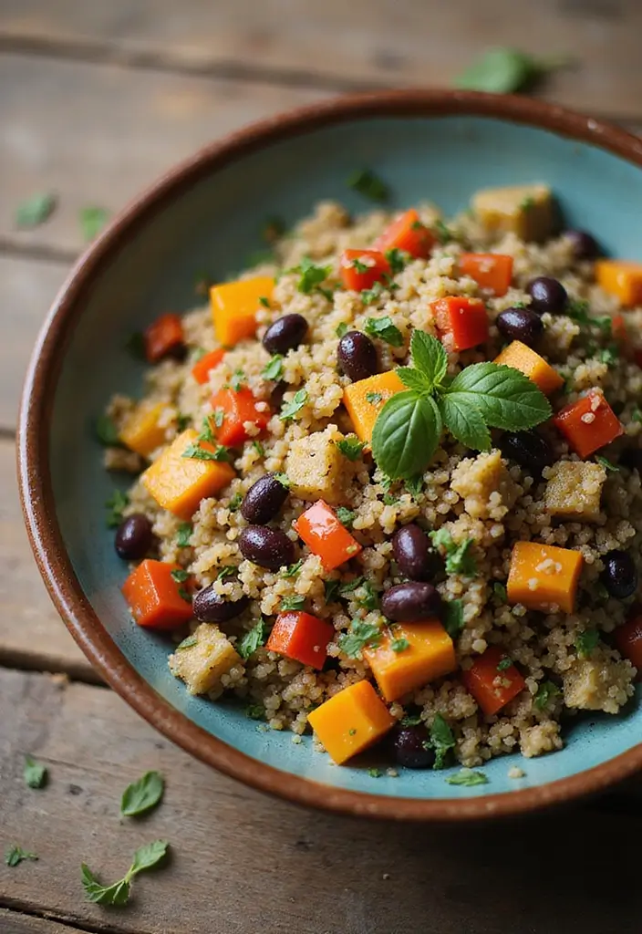 25 High Protein Healthy Meals for Energy & Muscle Gain - 1. Quinoa & Black Bean Salad