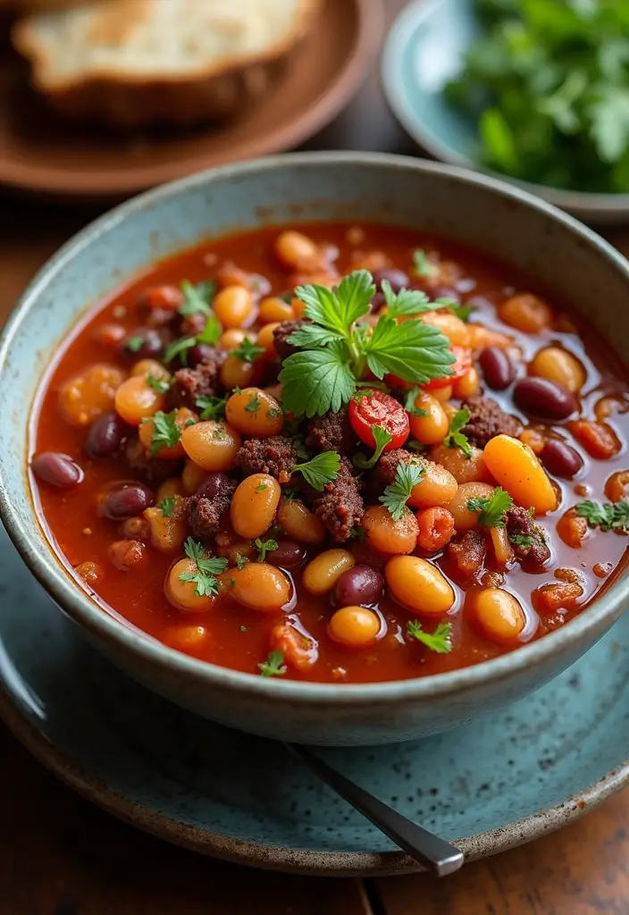 25 High Protein Healthy Meals for Energy & Muscle Gain - 18. Five-Bean Chili