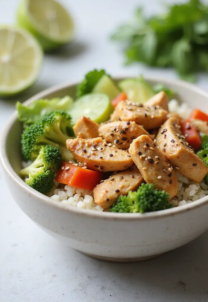 26 Healthy Winter Meals to Warm You Up from the Inside Out - 14. Chicken and Cauliflower Rice Bowl