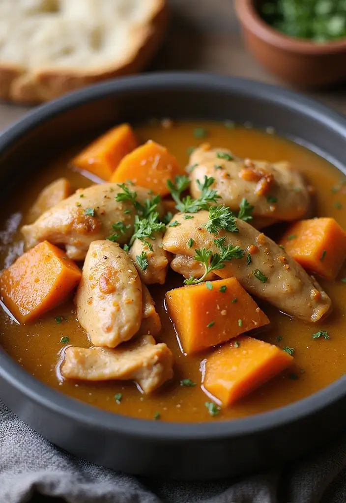 26 Healthy Winter Meals to Warm You Up from the Inside Out - 7. Slow Cooker Chicken and Sweet Potato Stew