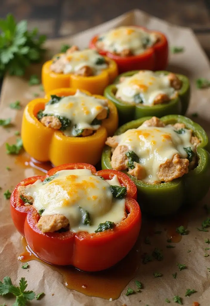 26 Healthy Winter Meals to Warm You Up from the Inside Out - 9. Chicken and Spinach Stuffed Peppers