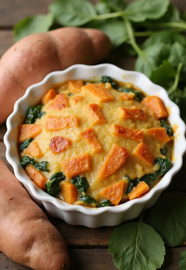 27 Healthy Casserole Meals That Are Cozy & Nourishing - 2. Sweet Potato and Spinach Bake
