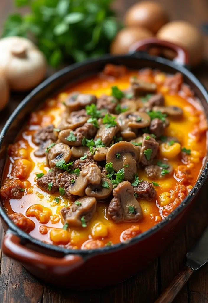 27 Healthy Casserole Meals That Are Cozy & Nourishing - 24. Savory Beef and Mushroom Casserole