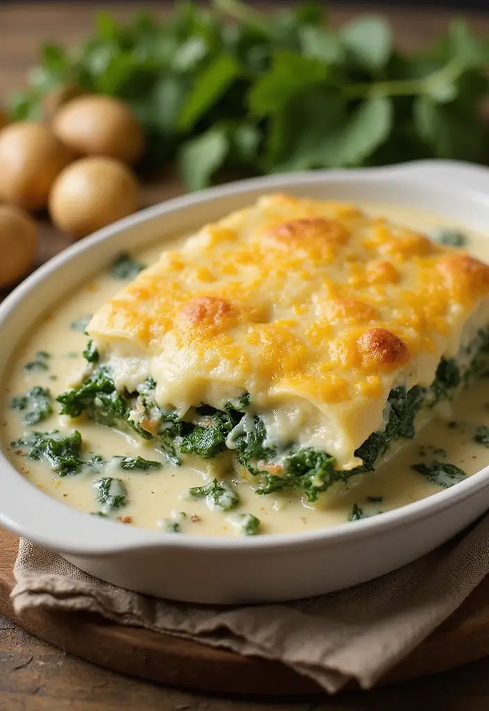 27 Healthy Casserole Meals That Are Cozy & Nourishing - 25. Herbed Potato and Spinach Casserole