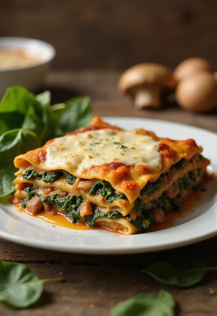 27 Healthy Casserole Meals That Are Cozy & Nourishing - 7. Spinach and Mushroom Lasagna