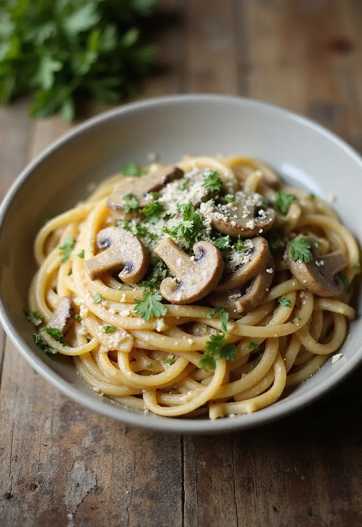 27 Healthy Dinner Recipes That Make Eating Well Simple - 3. Creamy Garlic Mushroom Pasta