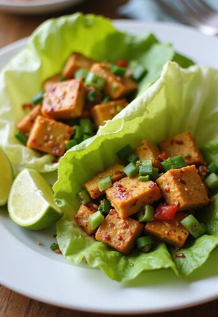 27 Healthy Easy Meals to Cook When You’re Too Tired - 15. Spicy Peanut Tofu Lettuce Wraps