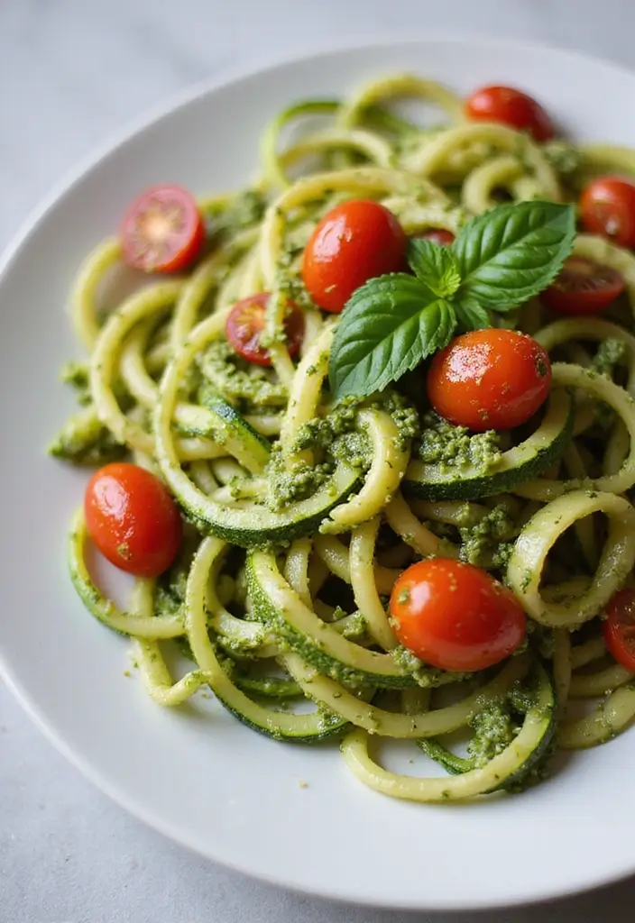 27 Healthy Easy Meals to Cook When You’re Too Tired - 9. Zucchini Noodles with Pesto