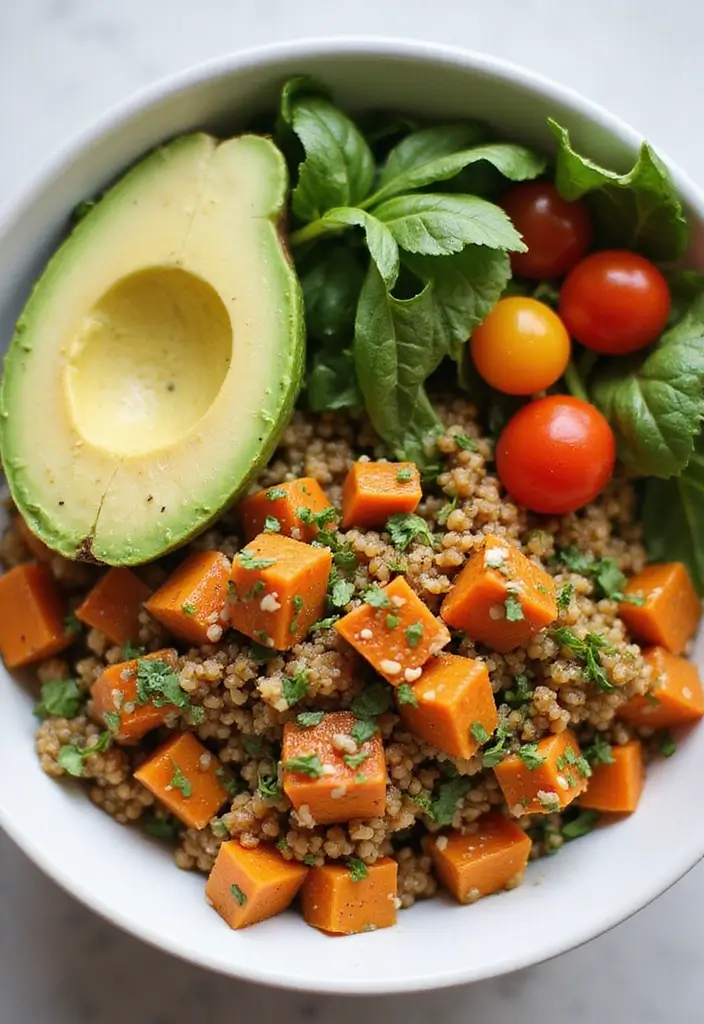 27 Healthy Meals with Potatoes That Don’t Feel Heavy - 1. Sweet Potato Quinoa Bowl