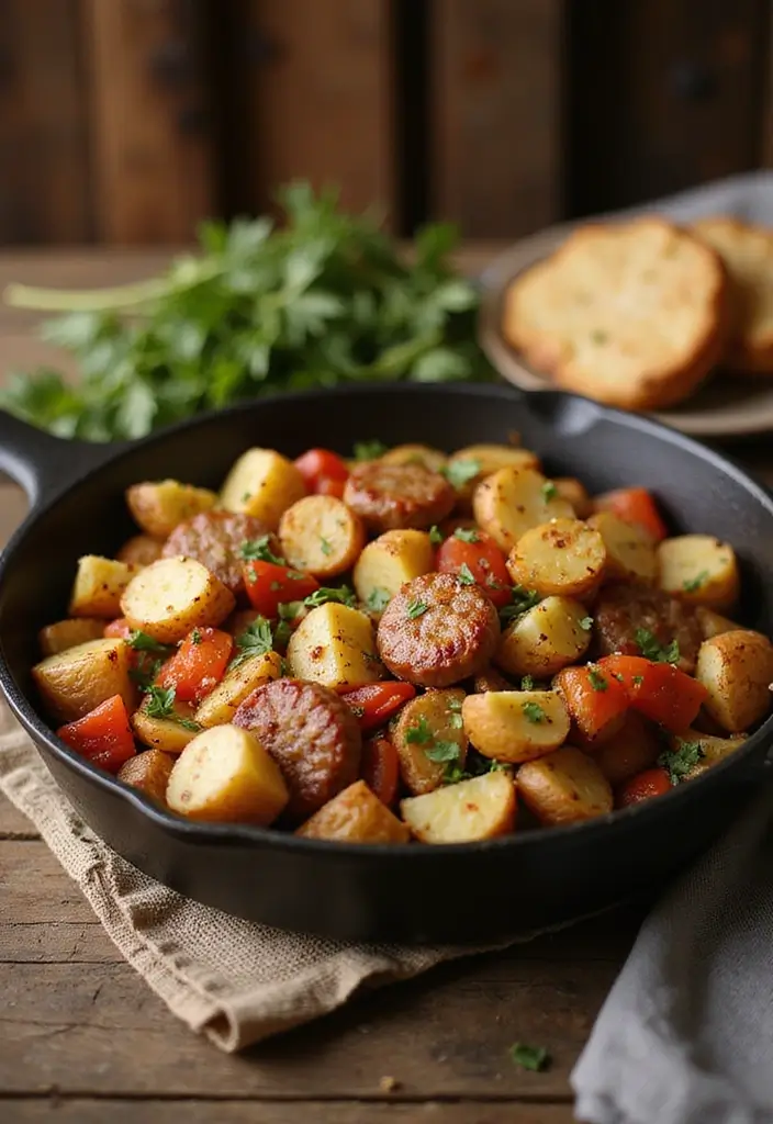 27 Healthy Meals with Potatoes That Don’t Feel Heavy - 21. Potato and Sausage Skillet