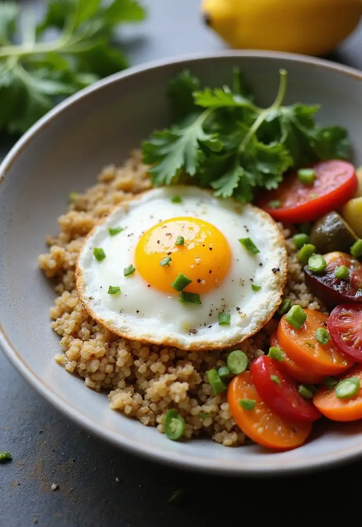 28 Healthy Breakfast Meals to Start Your Morning Right - 21. Breakfast Quinoa Bowl with Eggs
