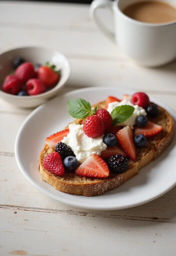 28 Healthy Breakfast Meals to Start Your Morning Right - 22. Toast with Ricotta and Berries