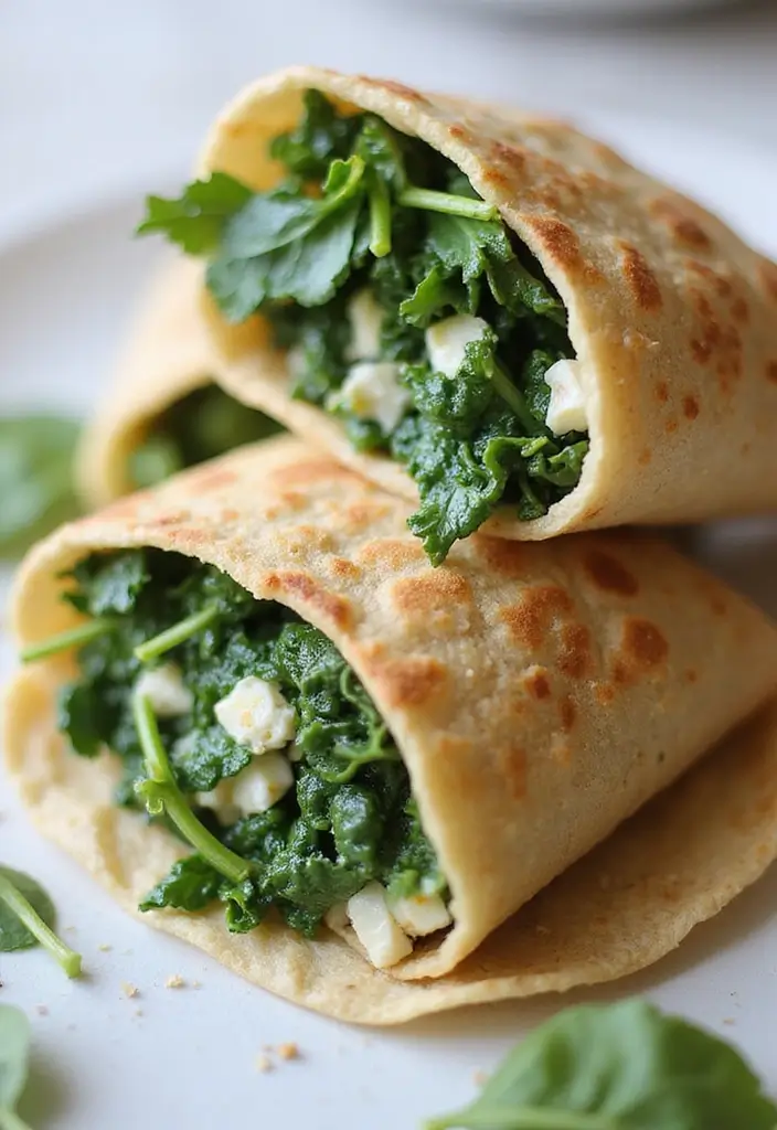 28 Healthy Breakfast Meals to Start Your Morning Right - 27. Spinach and Feta Breakfast Wrap