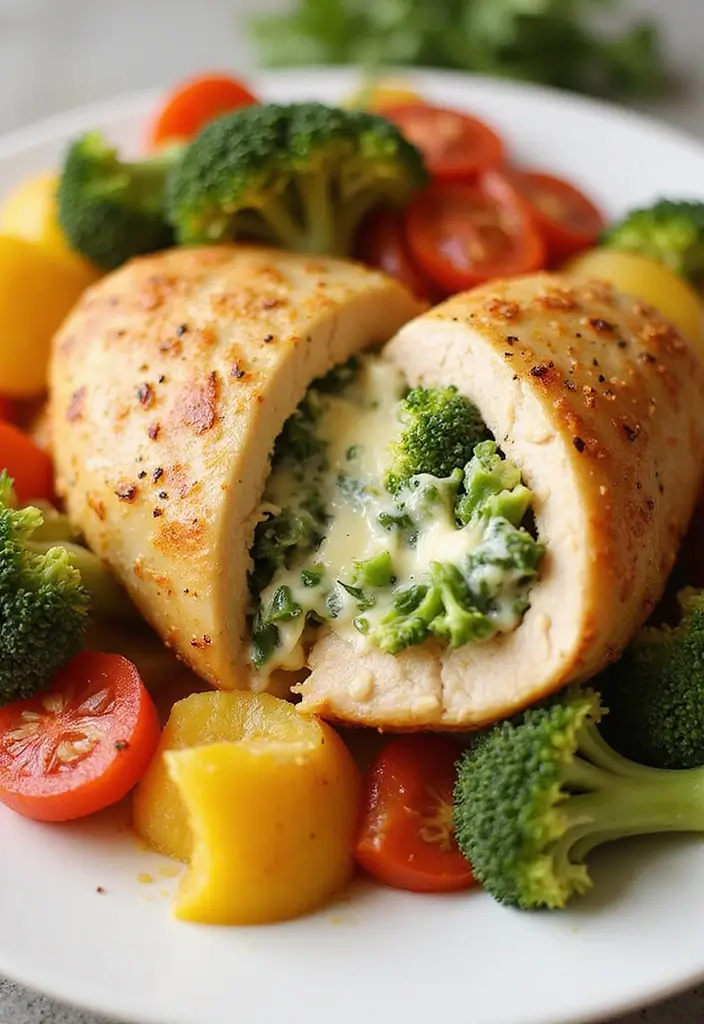 28 Healthy Family-Friendly Meals Kids Will Love Too - 10. Broccoli and Cheese Stuffed Chicken