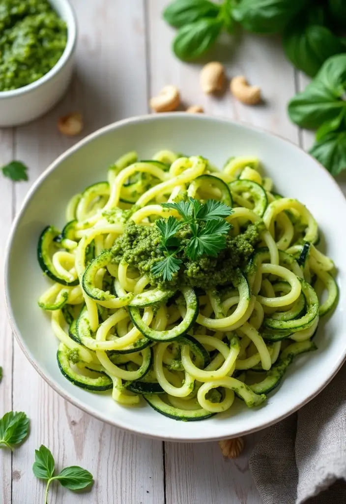28 Healthy Low Carb Meals That Actually Satisfy - 3. Zucchini Noodles with Pesto