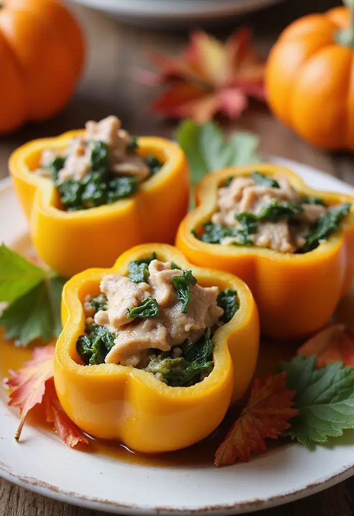 28 Healthy Low Carb Meals That Actually Satisfy - 9. Turkey and Spinach Stuffed Peppers