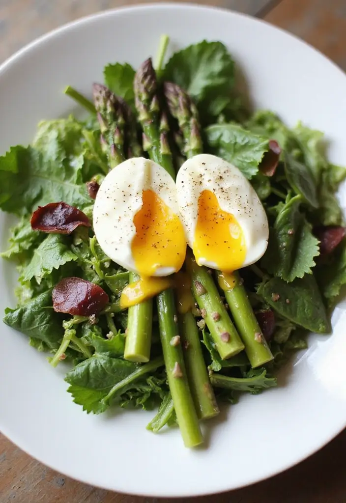 28 Healthy Meals Ideas That Make Clean Eating Fun Again - 16. Poached Egg and Asparagus Salad