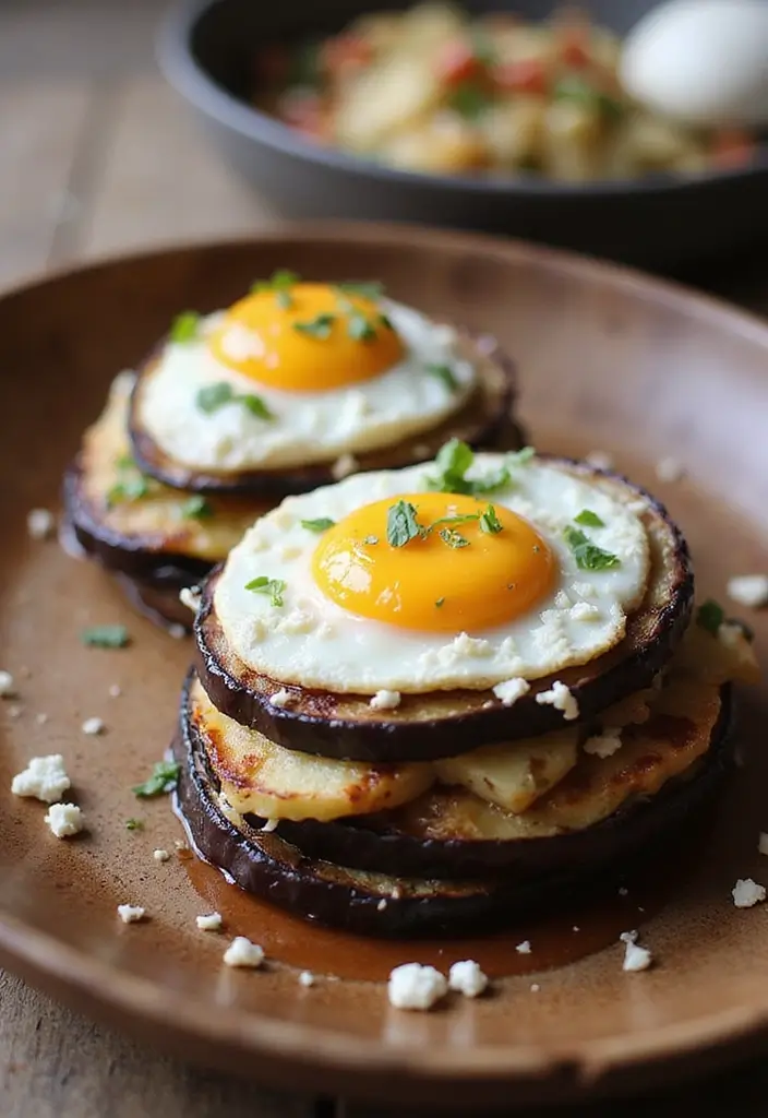 28 Healthy Meals Ideas That Make Clean Eating Fun Again - 17. Eggplant and Egg Stacks