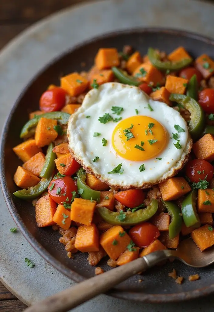 28 Healthy Meals Ideas That Make Clean Eating Fun Again - 3. Sweet Potato and Egg Hash