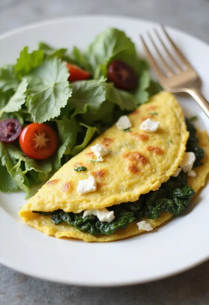 28 Healthy Meals Ideas That Make Clean Eating Fun Again - 5. Spinach and Feta Omelette
