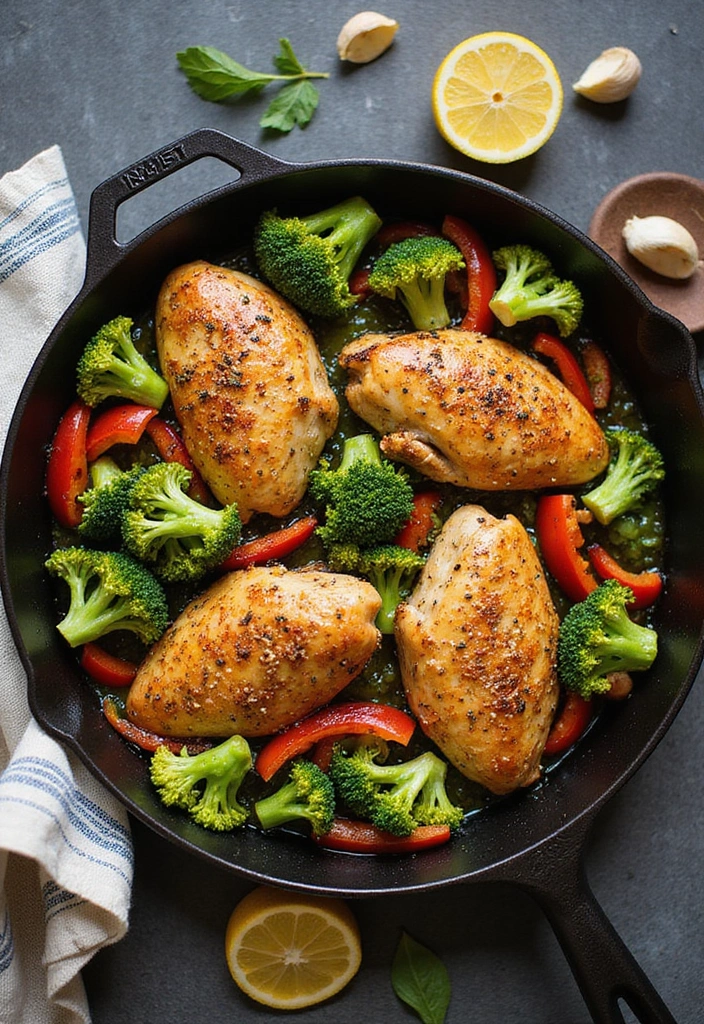 28 Low Cost Healthy Meals That Taste Anything But Cheap - 1. One-Pan Lemon Garlic Chicken & Veggies